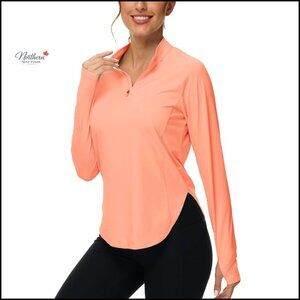 Women's UPF 50+ Quarter Zip Long Sleeve Quick Dry Athletic Top for Running